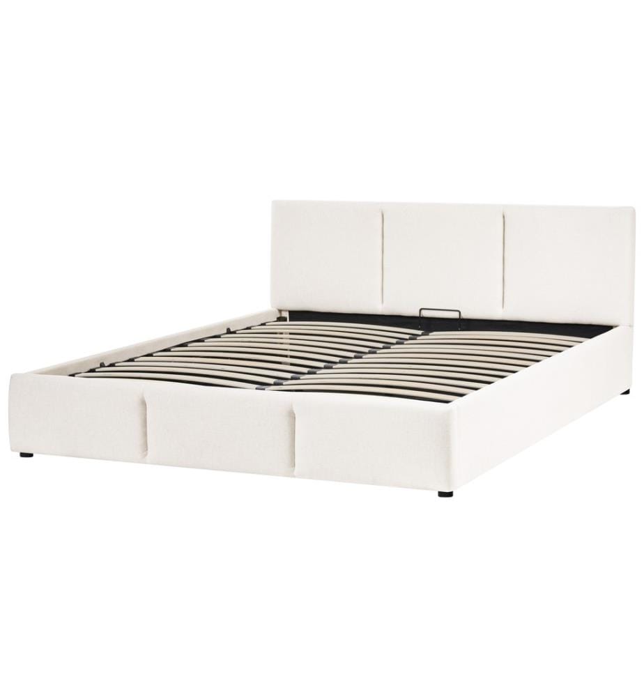 Lit ottoman BOUSSE Tissu Blanc cassé 160 x 200 cm