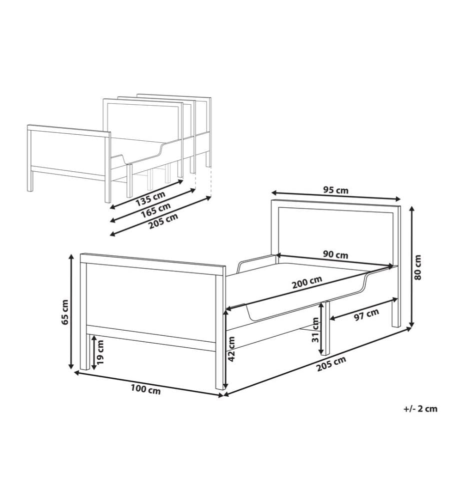 Lit d'enfant extensible Bois de pin MONTIGNY 90 x 200 cm Blanc