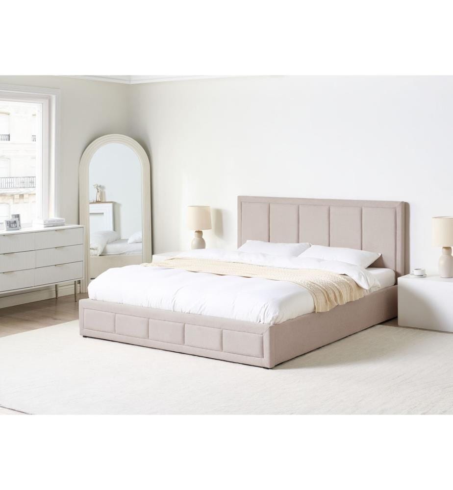 Lit ottoman QUIBERON Tissu Beige 180 x 200 cm
