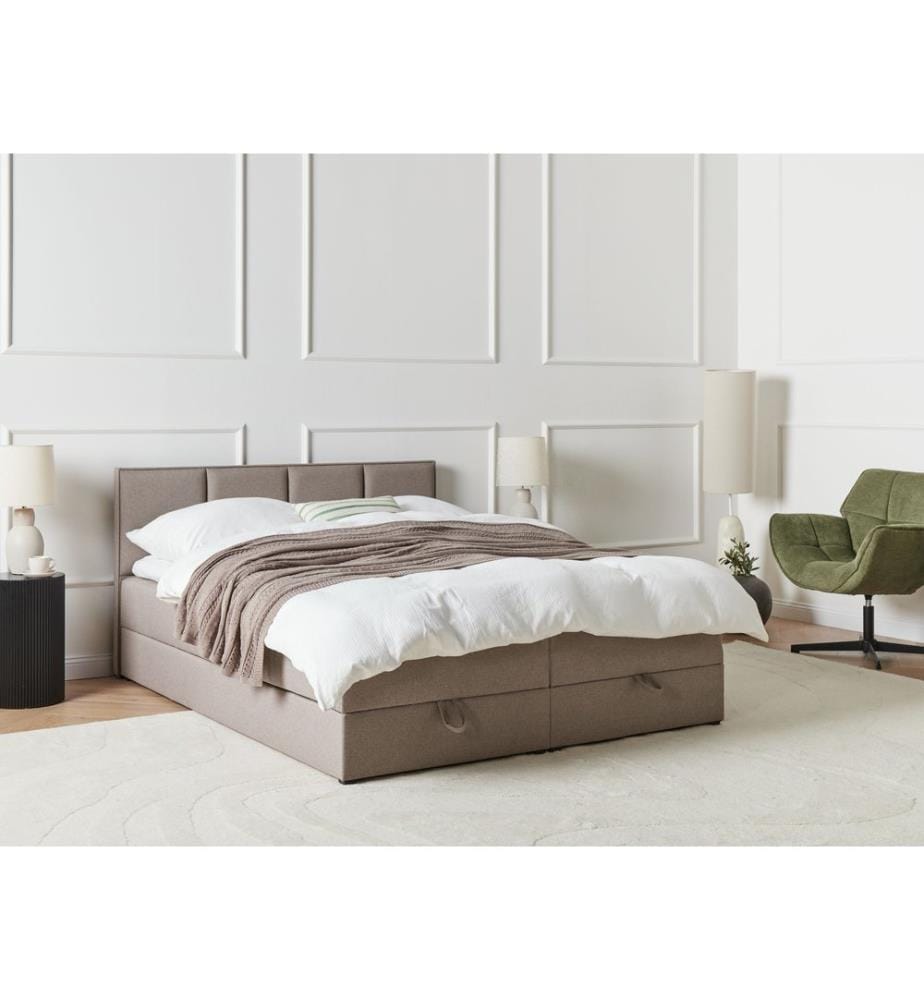 Boxspringbett mit Stauraum BARONET Stoff Taupe 160 x 200 cm