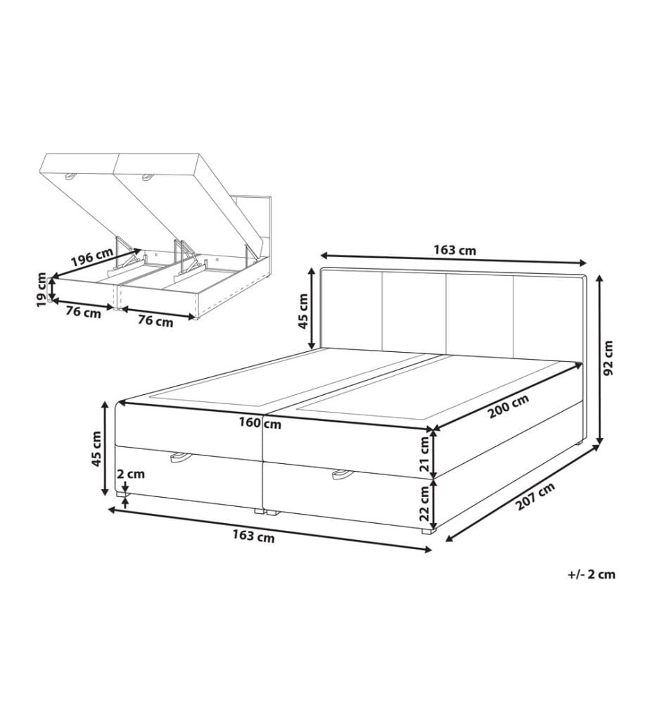 Boxspringbett mit Stauraum BARONET Stoff Taupe 160 x 200 cm
