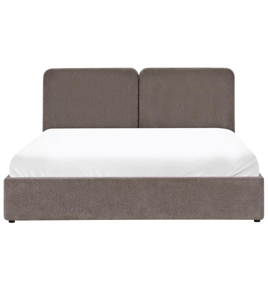 Bett mit Stauraum ARBOIS Chenillegewebe Taupe 180 x 200 cm
