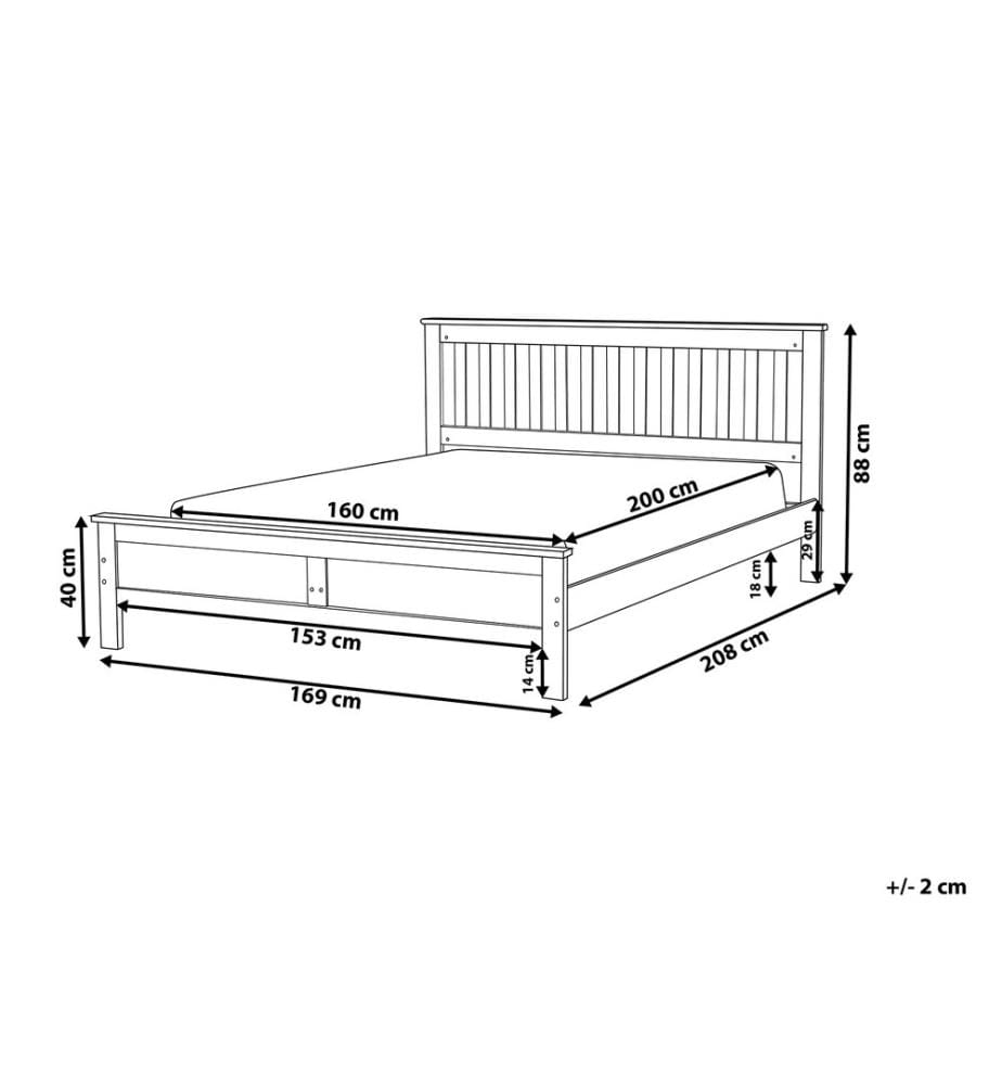 Lit avec sommier Bois de pin MAYENNE 160 x 200 cm Blanc