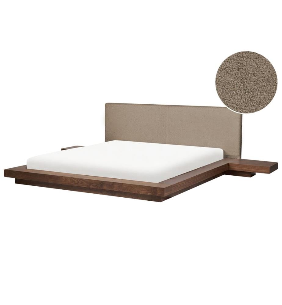 Bett mit Lattenrost Bouclé ZEN 180 x 200 cm Braune Esche