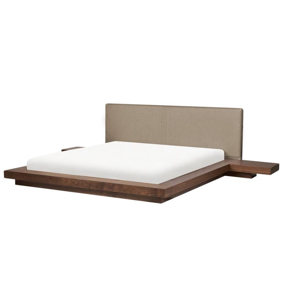 Bett mit Lattenrost Bouclé ZEN 180 x 200 cm Braune Esche