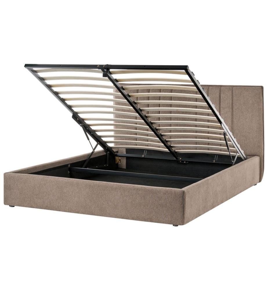 Bett mit Stauraum TARASCON Stoff Taupe 160 x 200 cm