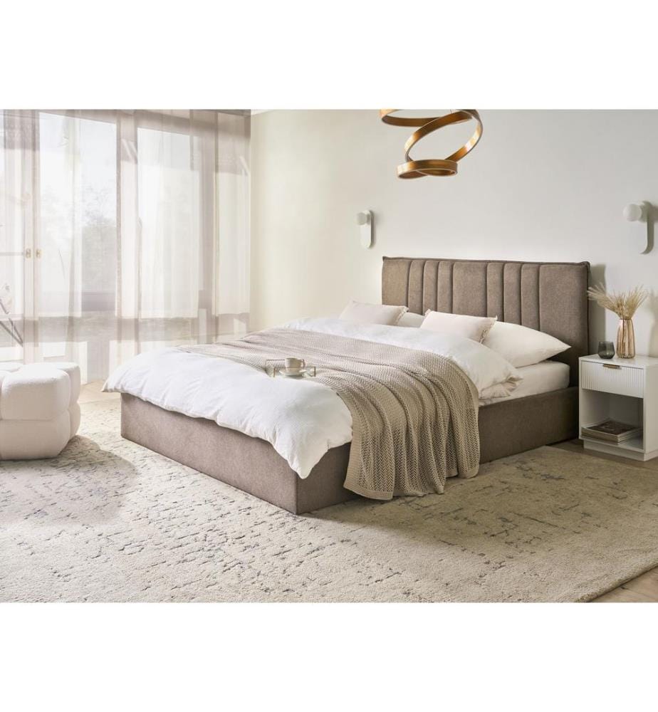Bett mit Stauraum TARASCON Stoff Taupe 160 x 200 cm
