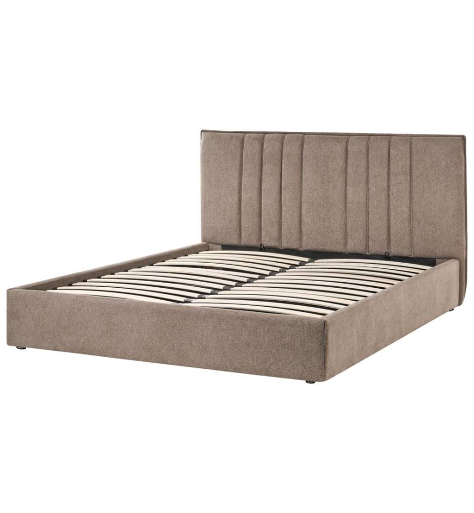 Bett mit Stauraum TARASCON Stoff Taupe 160 x 200 cm