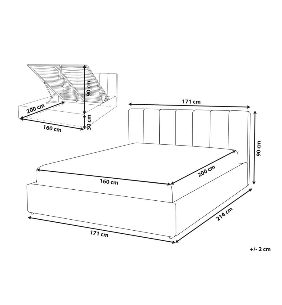 Bett mit Stauraum DREUX Samtstoff Hellbeige 160 x 200 cm