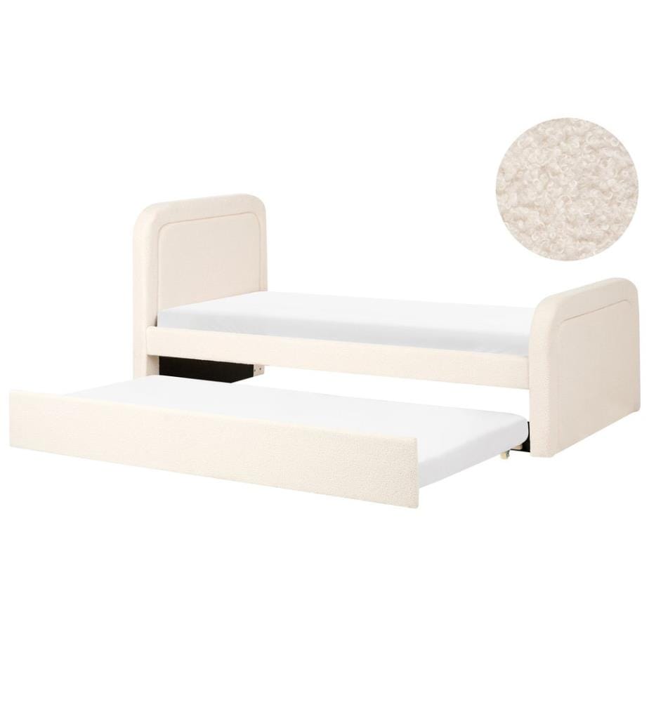 Lit gigogne Bouclé RAYSSAC 90 x 200 cm Beige clair
