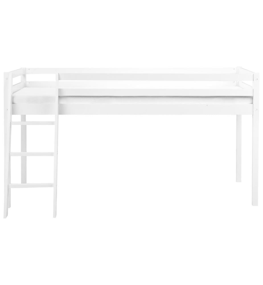 Lit à mit-hauteur Bois de pin ASCOUX 90 x 200 cm Blanc