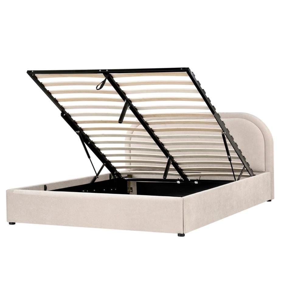 Lit ottoman QUILLIEN Tissu chenille Beige clair 160 x 200 cm
