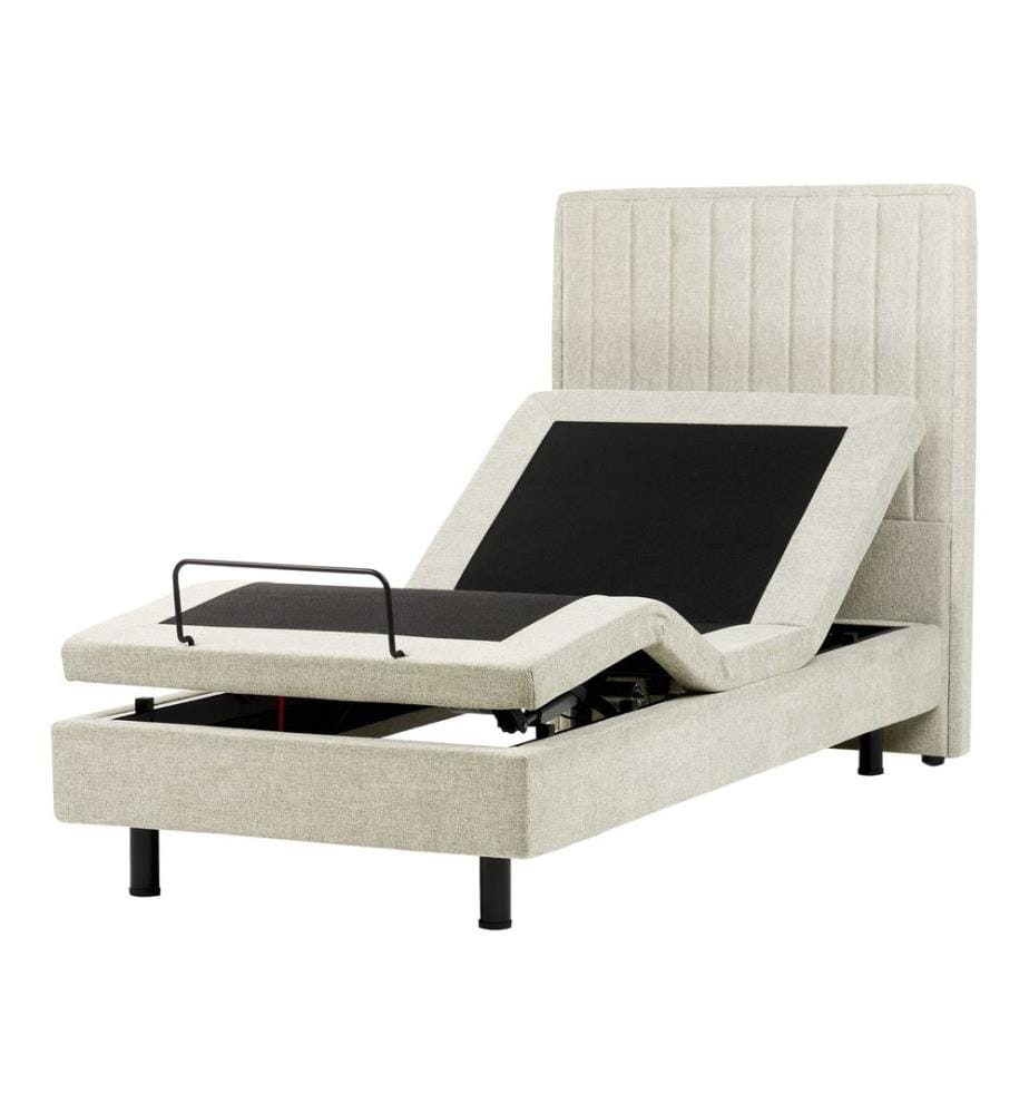 Bett verstellbar Stoff CASTELLAN 90 x 200 cm Beige