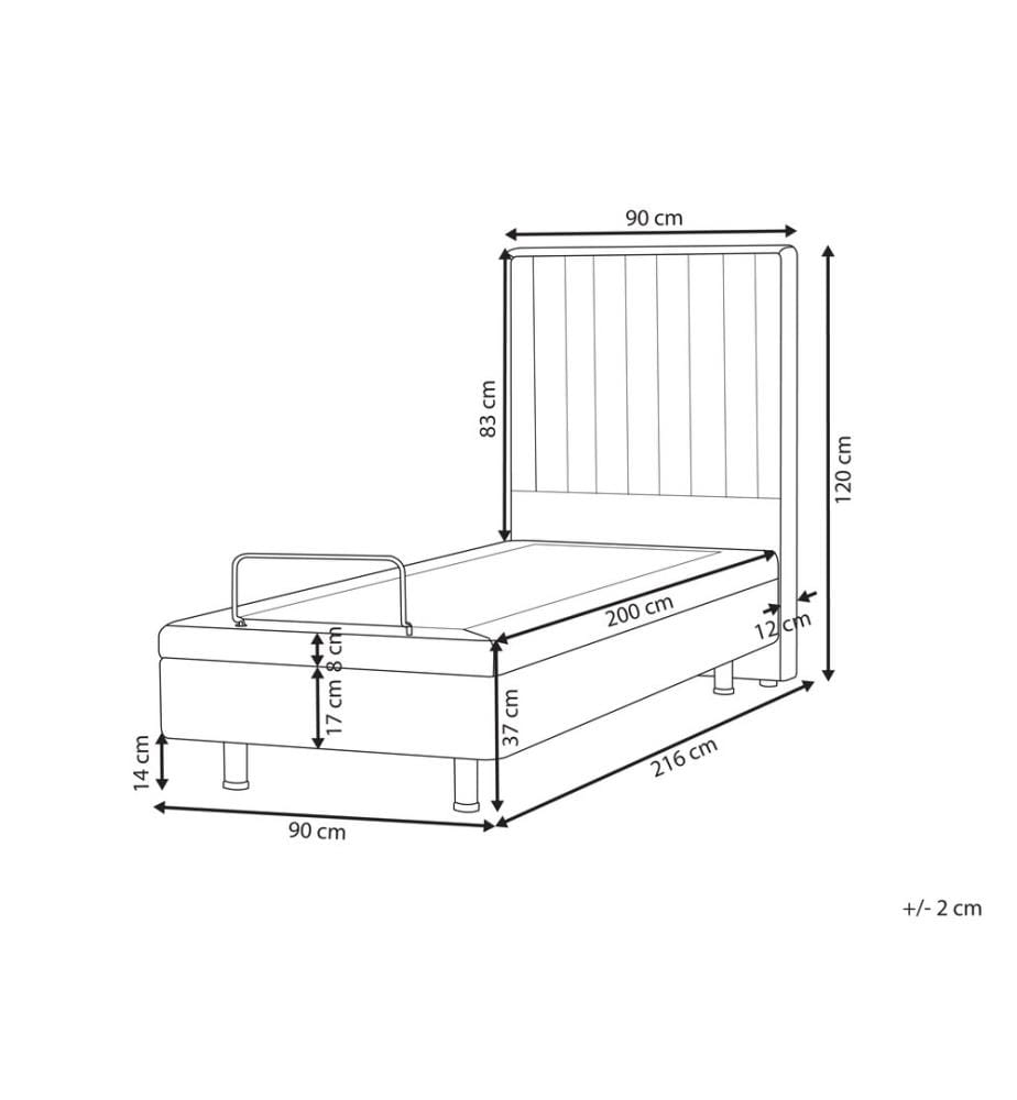 Bett verstellbar Stoff CASTELLAN 90 x 200 cm Beige