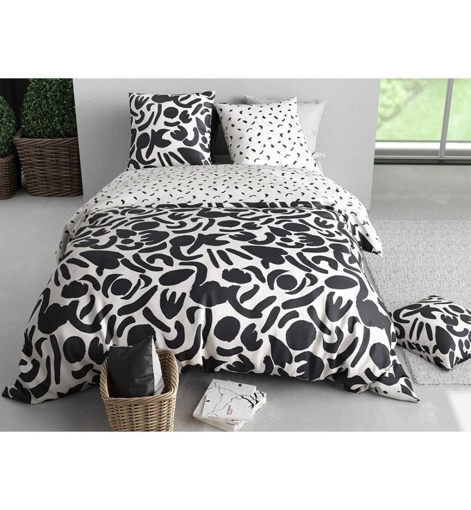 Parure Housse de Couette 3Pièces 240x220cm 100% Coton 57 Fils Maori
