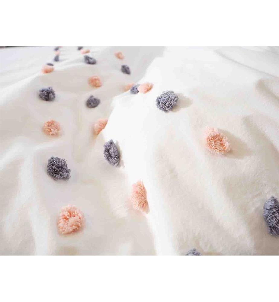 Parure Housse de Couette 3Pièces 240x220cm 100% Coton 57Fils Poupie