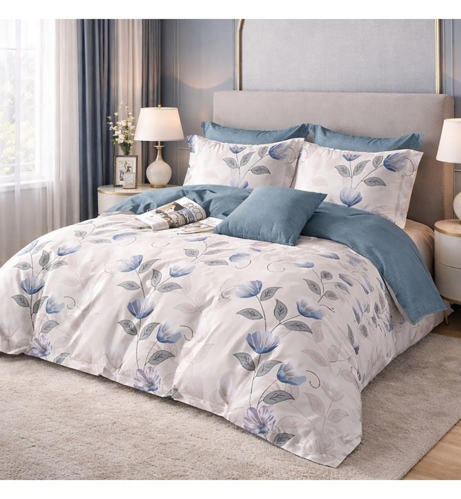 Parure Housse de Couette 3 Pcs 220X240 cm en Coton 57 Fils Caldie