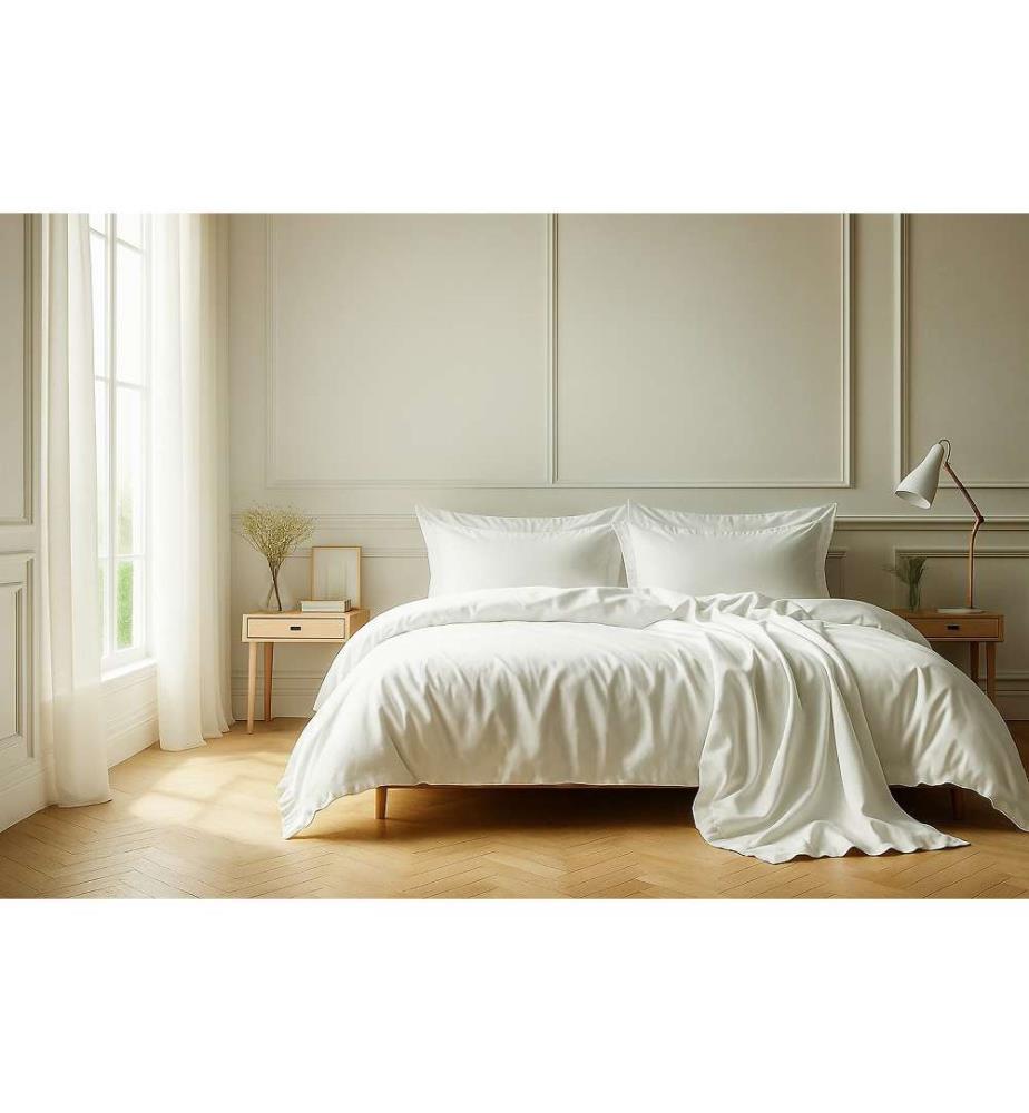 Bettbezug-Set 2tlg. 140x200cm 100% Baumwolle 57Fils - Weiss
