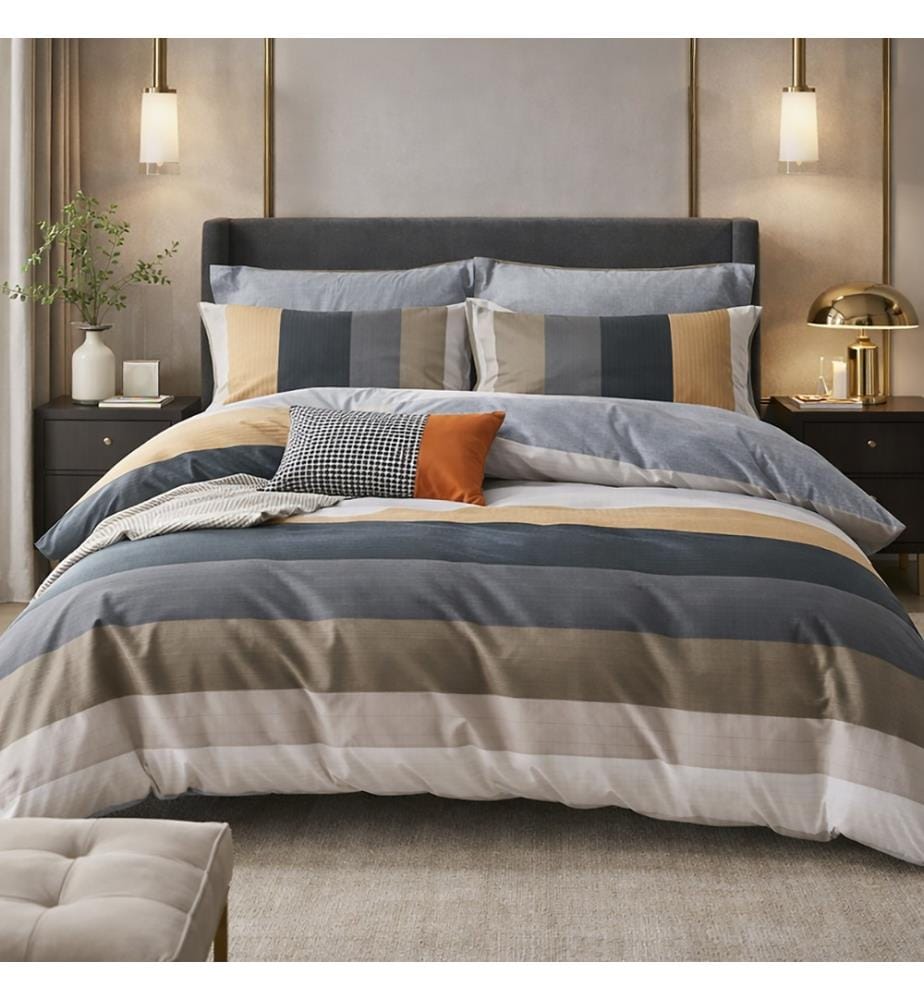 3-teiliges Bettdeckenbezug-Set 220X240 cm aus Baumwollperkal 80 Fils Urbane