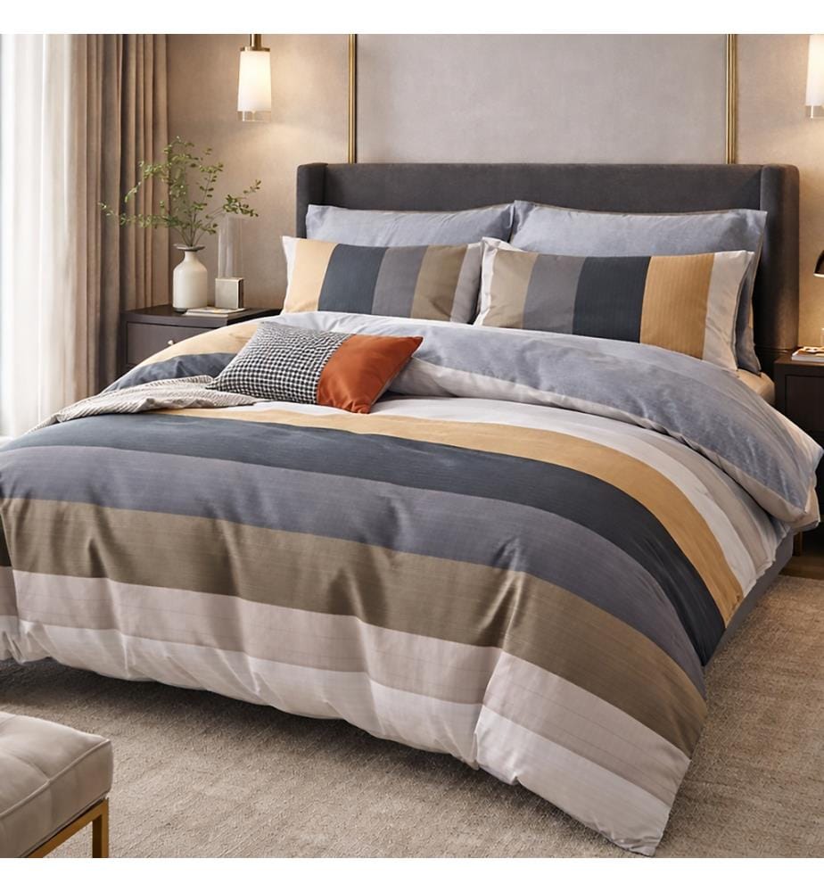 3-teiliges Bettdeckenbezug-Set 220X240 cm aus Baumwollperkal 80 Fils Urbane