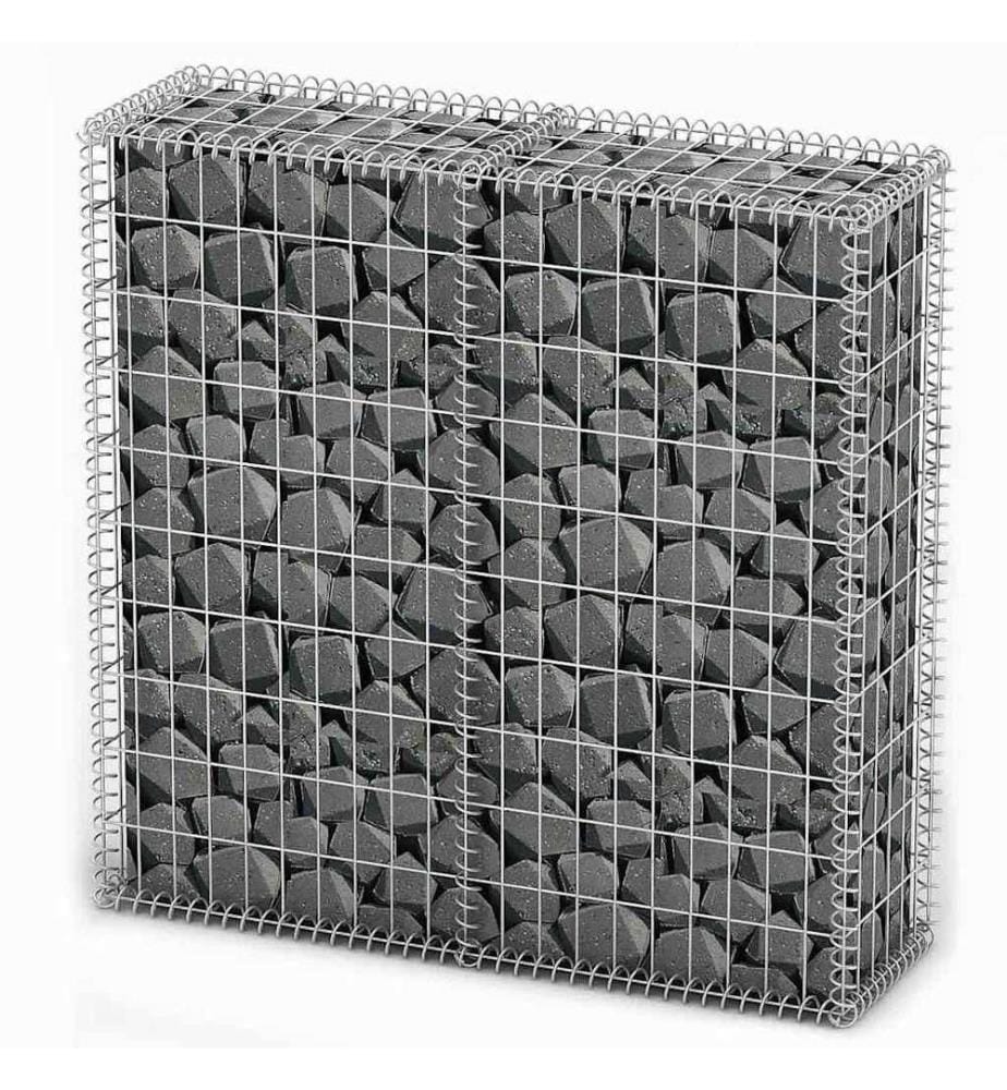 Steinkorb Gabione mit Deckeln Verzinkter Draht 100×100×30 cm