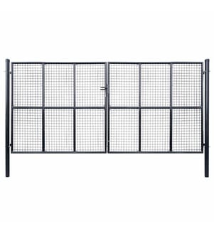 Maschen-Gartentor verzinkter Stahl 400 x 200 cm Grau