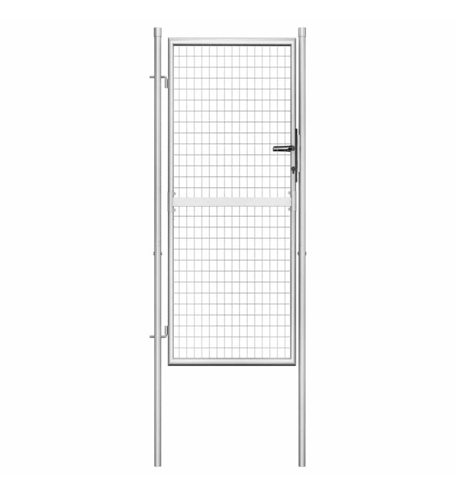 Portail de jardin en acier galvanisé 100 x 175 cm argent