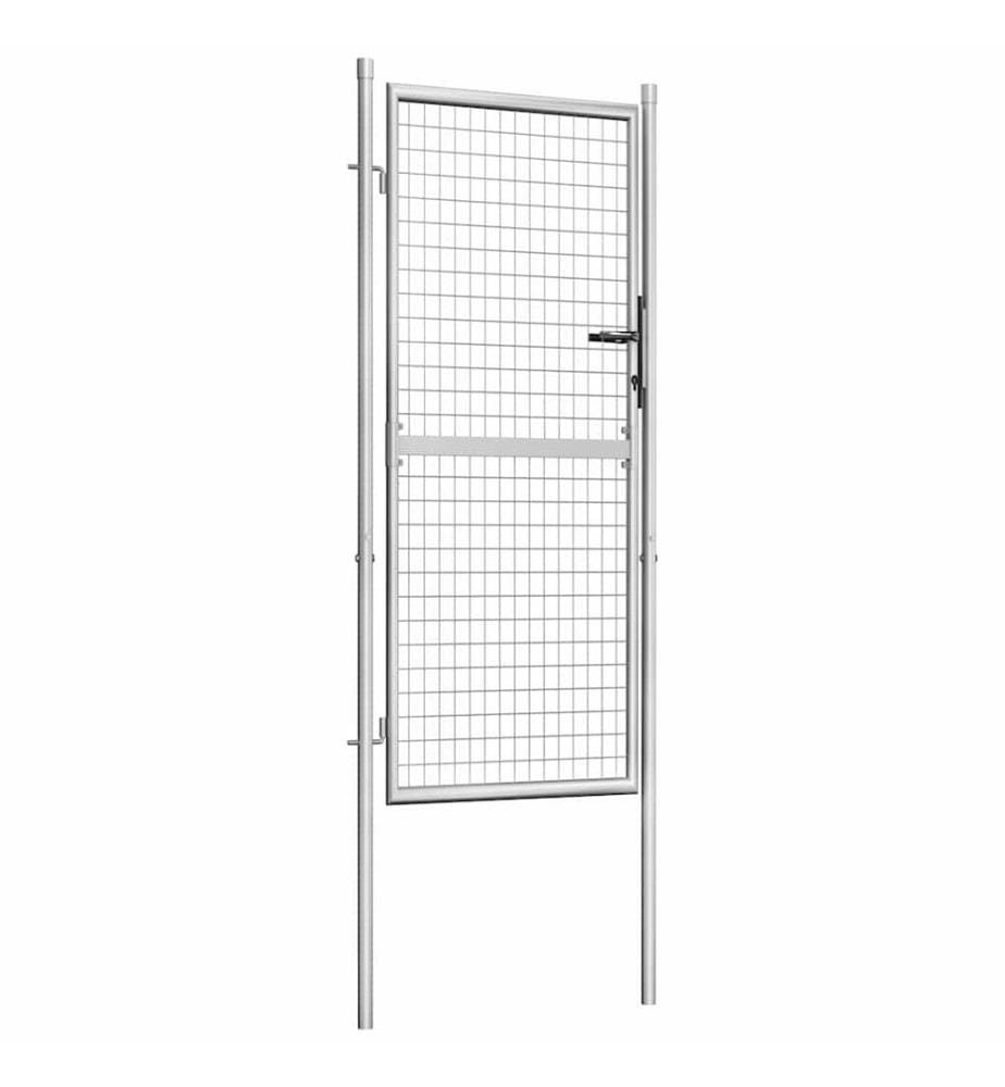 Portail de jardin en acier galvanisé 100 x 175 cm argent