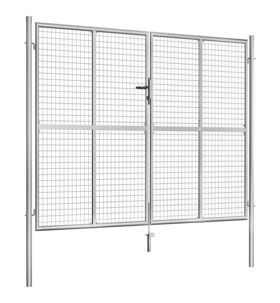 Portail de jardin en acier galvanisé 300 x 200 cm argenté