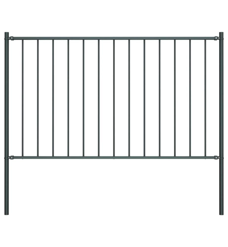 Zaunelement mit Pfosten Pulverbeschichteter Stahl 1,81x1,25 m Anthrazit