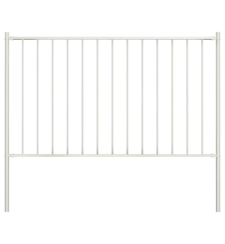 Zaunelement mit Pfosten Pulverbeschichteter Stahl 1,81x0,75 m Weiss