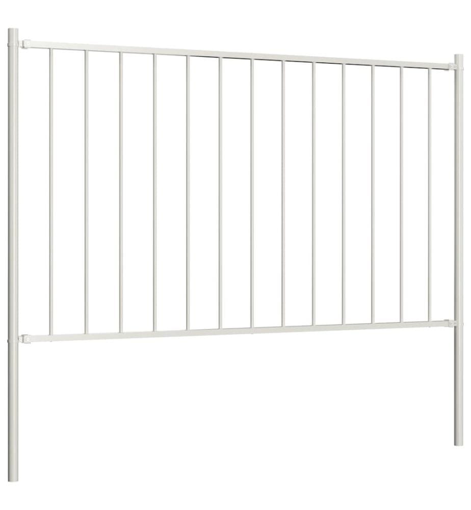 Zaunelement mit Pfosten Pulverbeschichteter Stahl 1,81x0,75 m Weiss