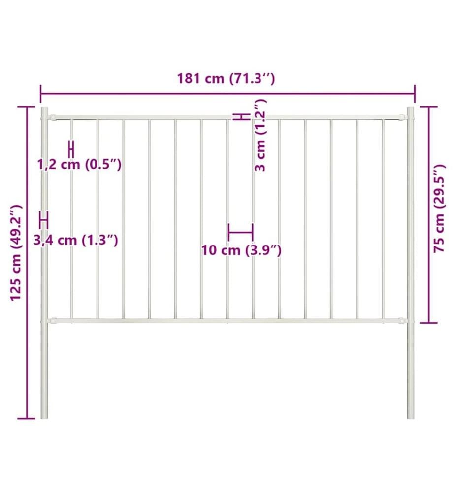 Zaunelement mit Pfosten Pulverbeschichteter Stahl 1,81x0,75 m Weiss