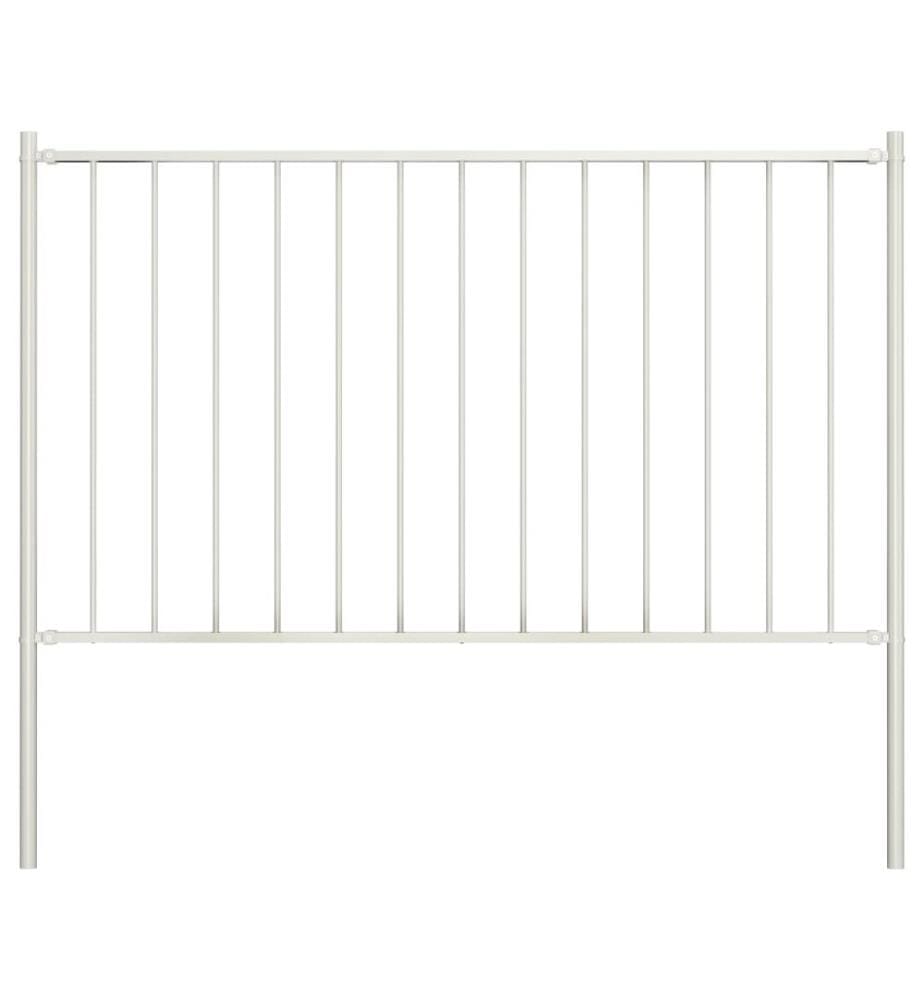 Zaunelement mit Pfosten Pulverbeschichteter Stahl 1,81x1 m Weiss