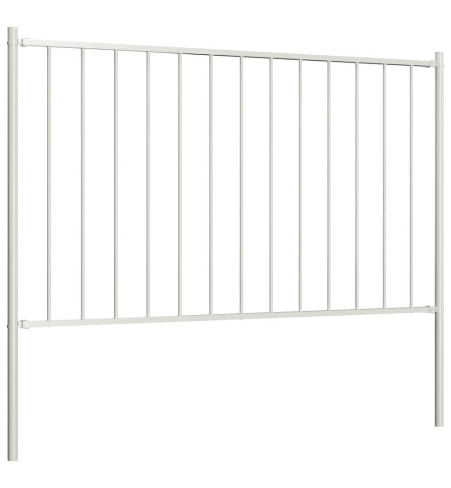 Zaunelement mit Pfosten Pulverbeschichteter Stahl 1,81x1 m Weiss