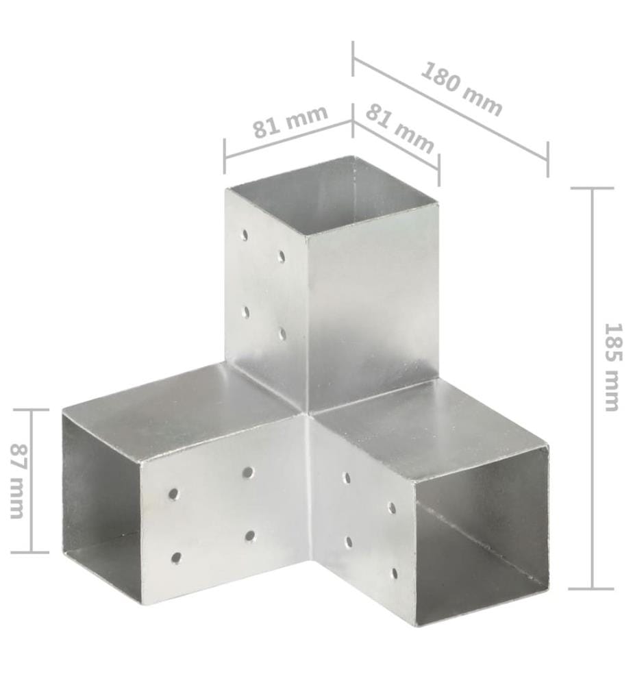 Pfostenverbinder Y-Form Verzinktes Metall 81 x 81 mm
