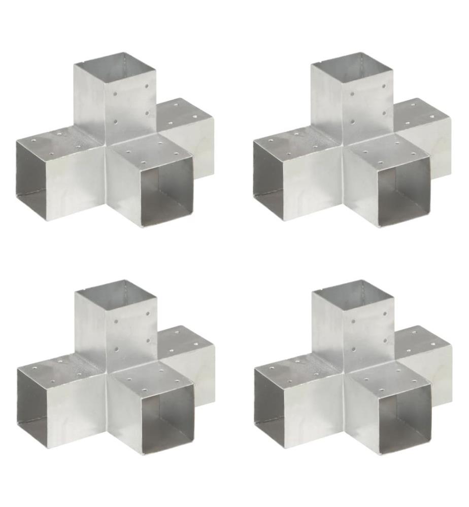 Pfostenverbinder 4 Stk. X-Form Verzinktes Metall 91 x 91 mm