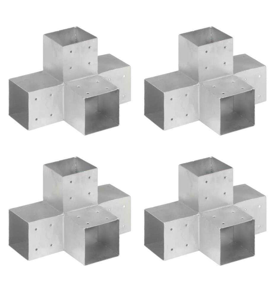 Pfostenverbinder 4 Stk. X-Form Verzinktes Metall 101 x 101 mm