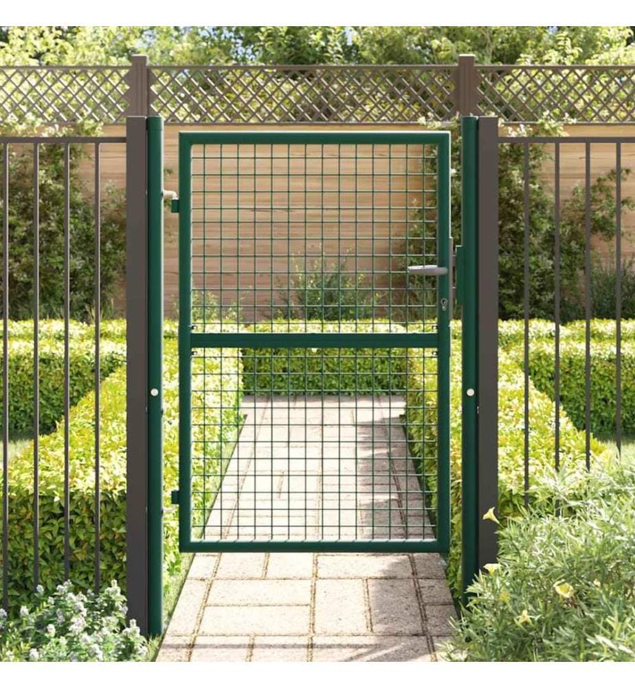 Portail de clôture en acier 100x125 cm vert