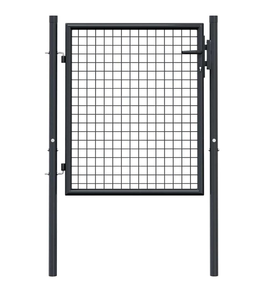 Portail de jardin grillagé en acier galvanisé gris 100 x 75 cm