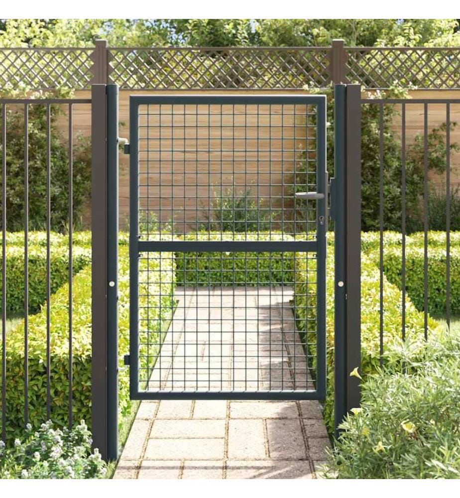 Maschen-Gartentor verzinkter Stahl 100 x 125 cm Grau