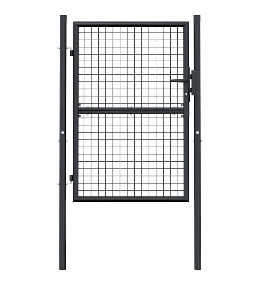 Maschen-Gartentor verzinkter Stahl 100 x 125 cm Grau