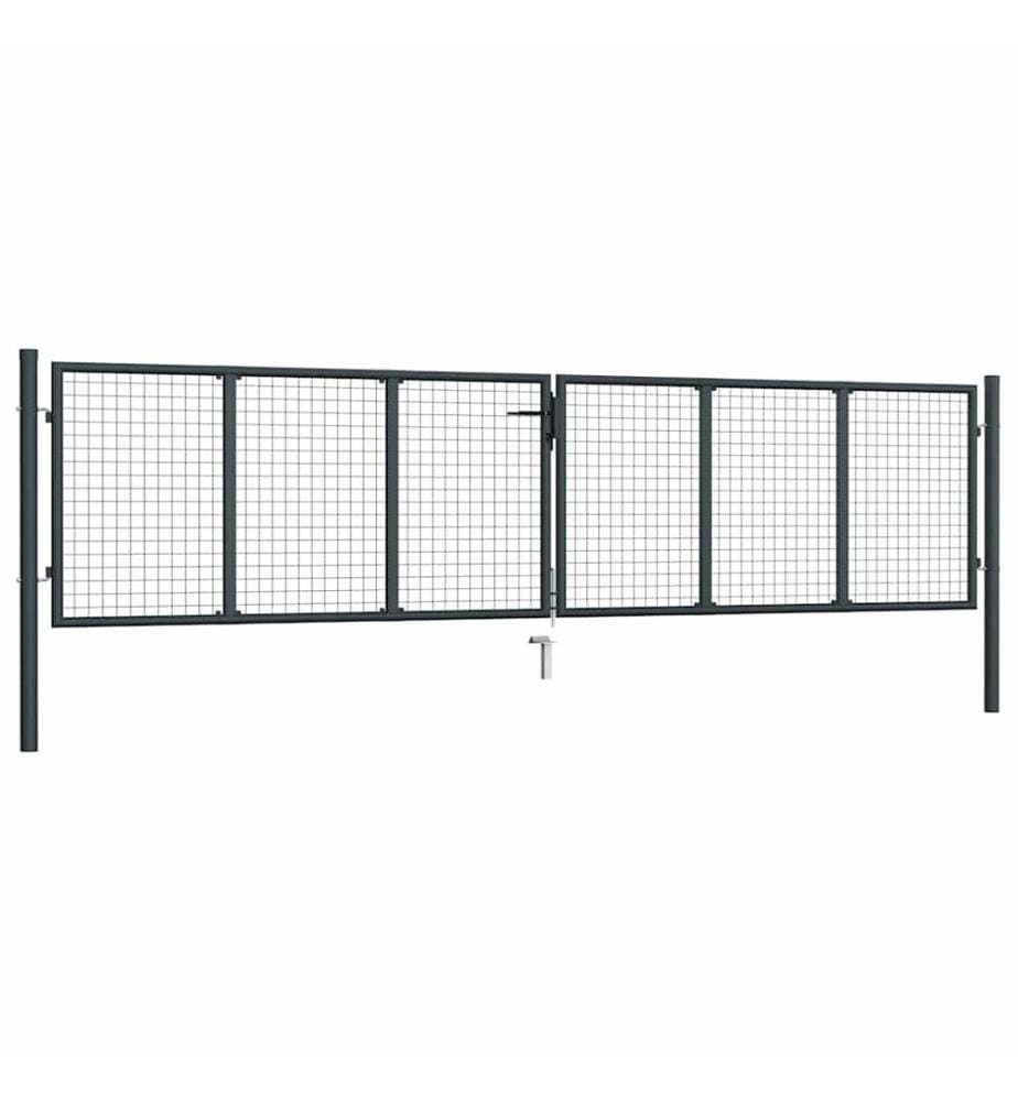Portail de jardin grillagé en acier galvanisé gris 400 x 100 cm