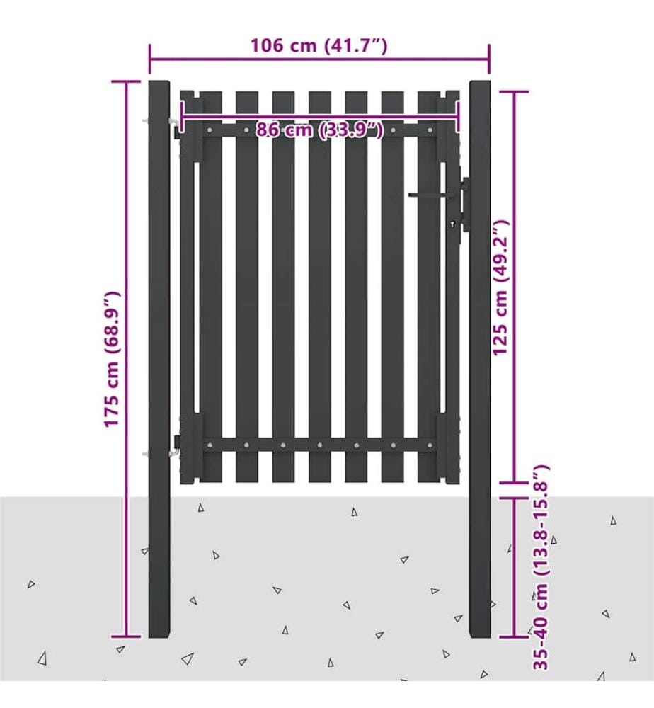 Gartentor aus Stahl 100 x 125 cm Anthrazit
