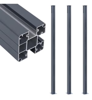 Zaunpfosten 3 Stk. Dunkelgrau 185 cm Aluminium