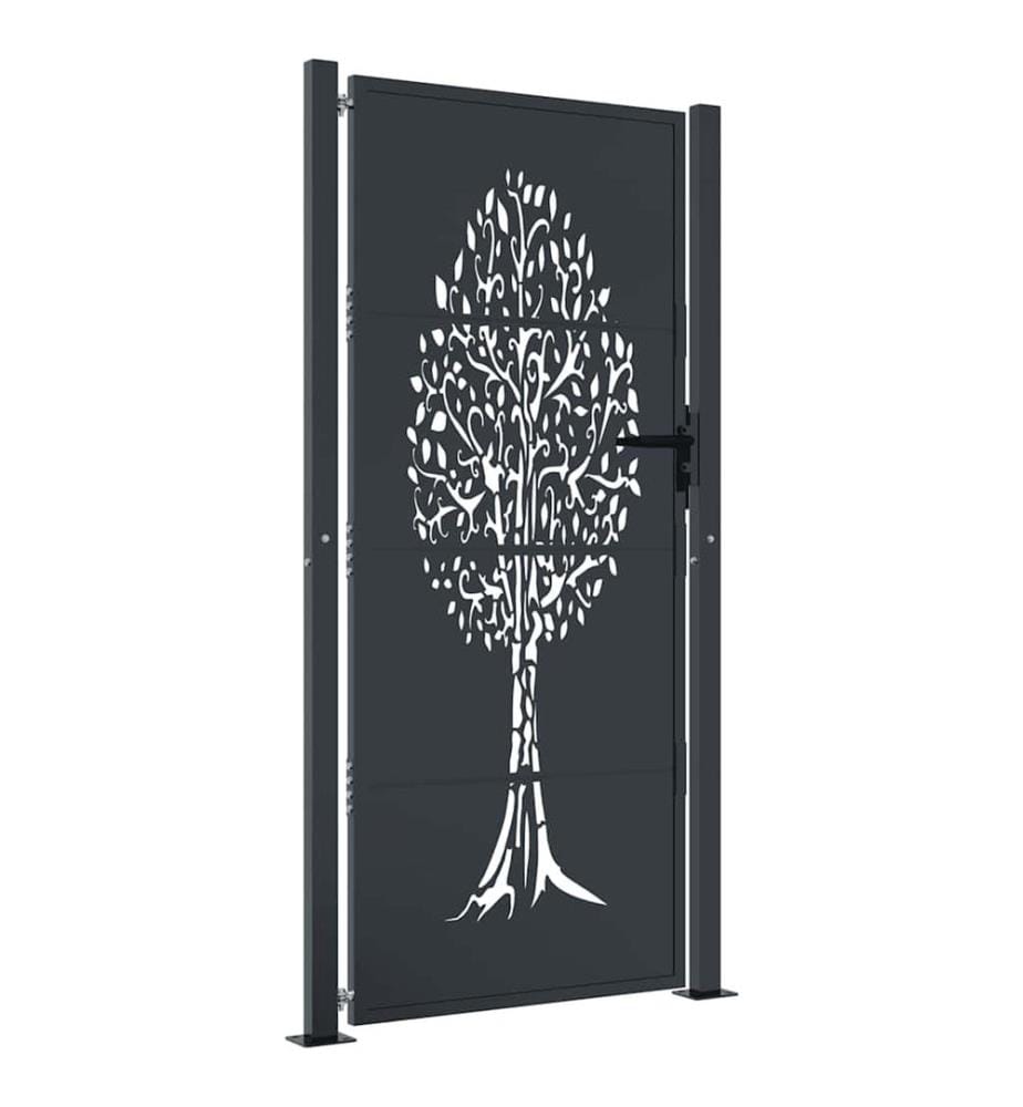 Portail de jardin Anthracite 100x175 cm Acier Design Arbre