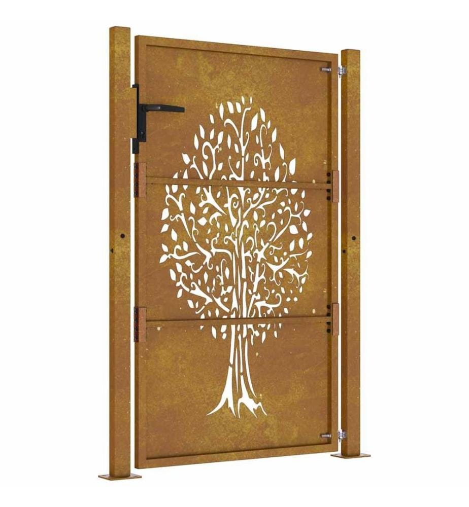 Gartentor 100x150 cm Cortenstahl Baumdesign