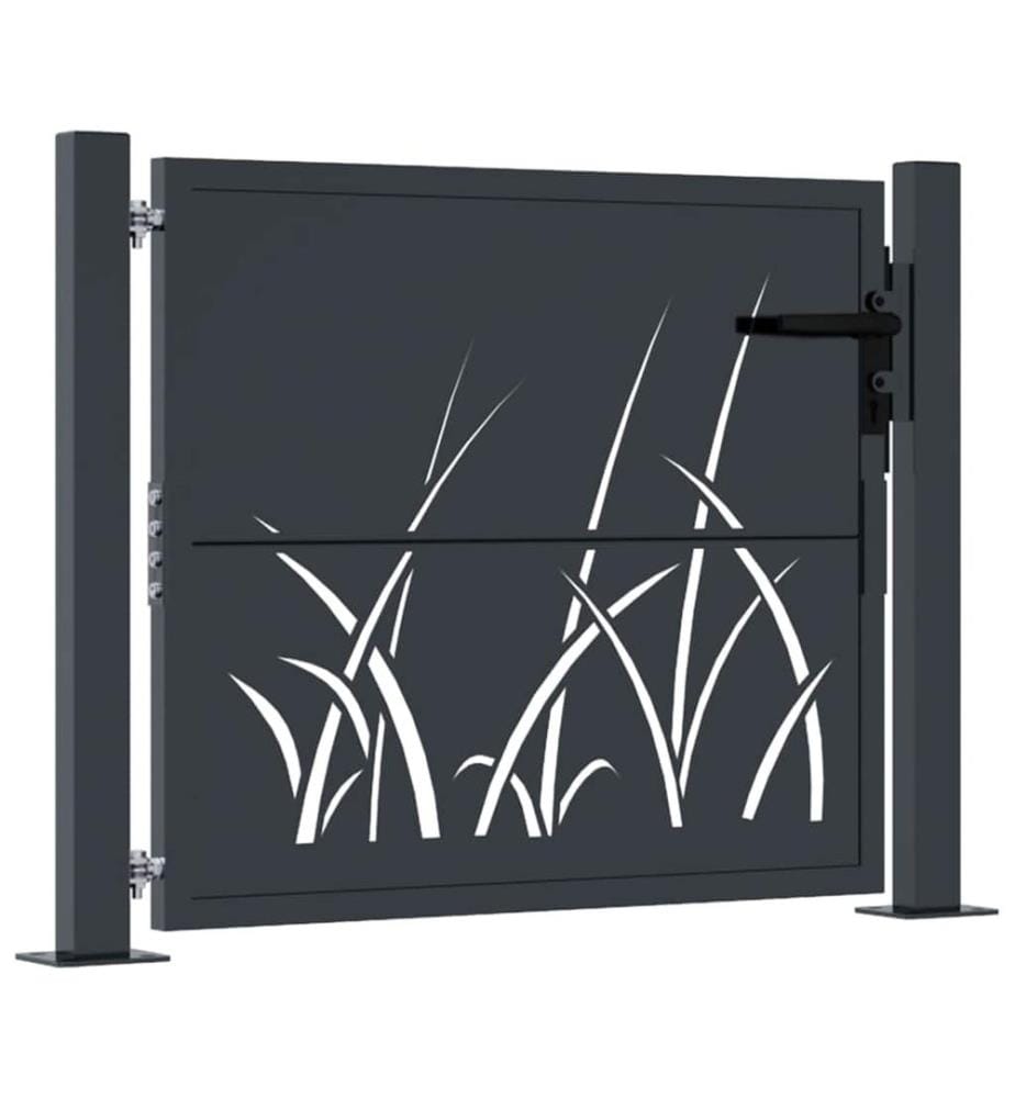 Portail de jardin Anthracite 100x100 cm Acier Design Herbe