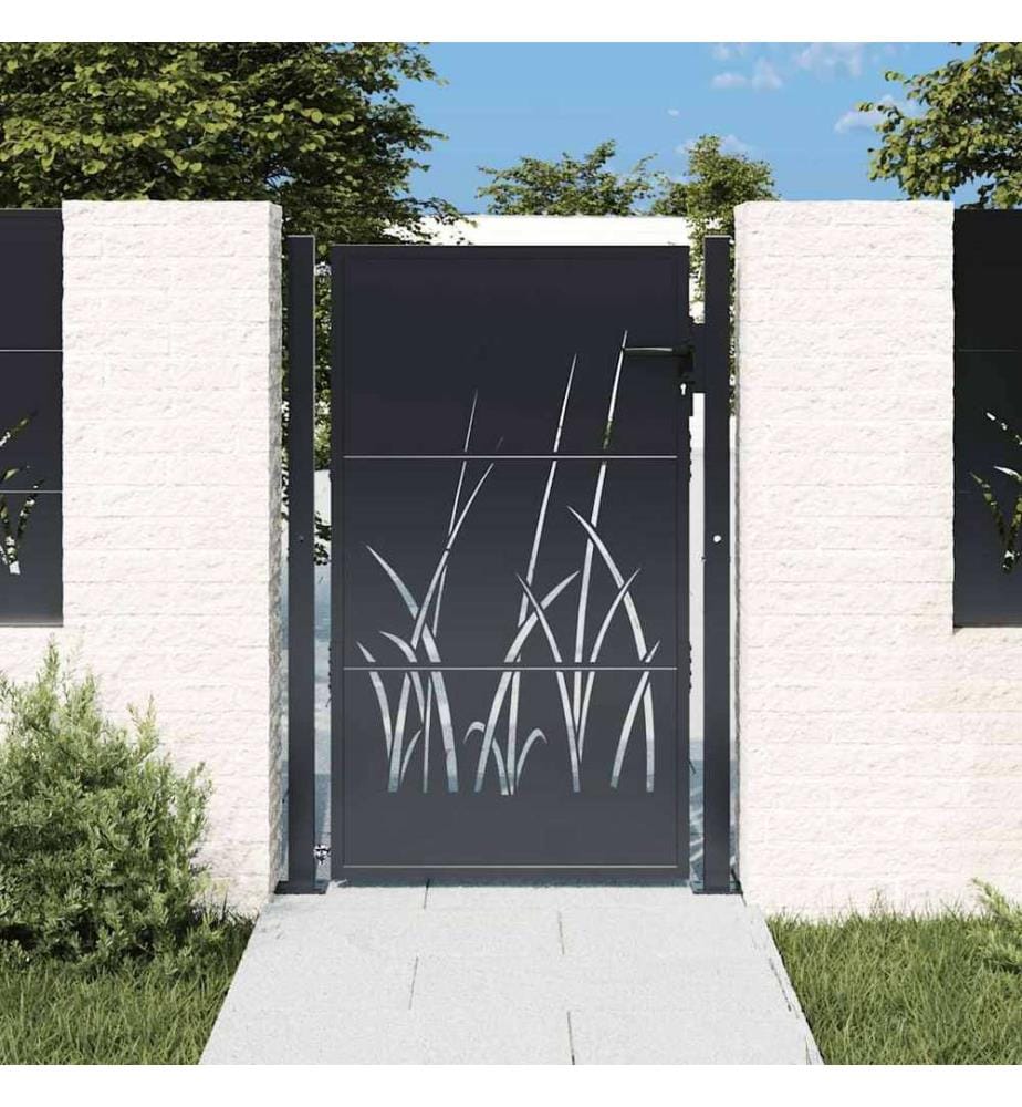 Portail de jardin Anthracite 100x150 cm Acier Design Herbe