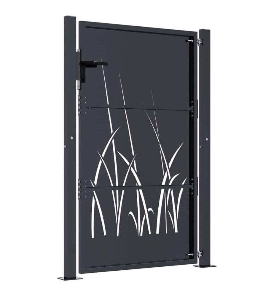 Portail de jardin Anthracite 100x150 cm Acier Design Herbe